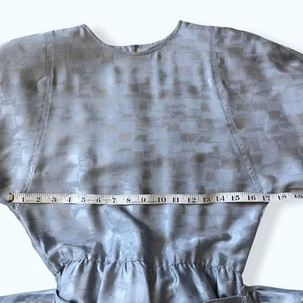Vintage 80s Leslie Fay Jacquard Metallic Midi Dress Small - Picture 13 of 16